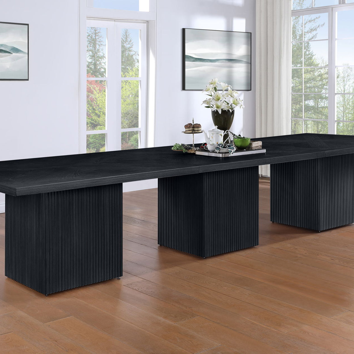 Belinda - Wood Mid-Century Modern Modular Dining Table - Black