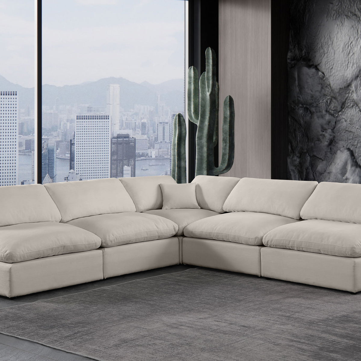 Comfy - 5 Piece Linen Modular Corner Armless Sectional