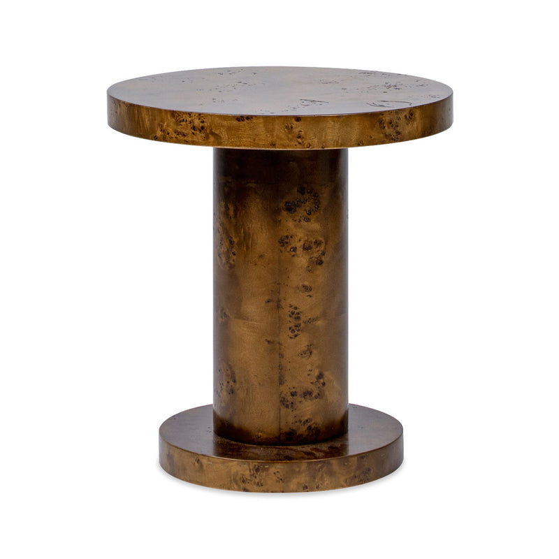 Bolin - Round Pillar Burl Accent Side Table - Walnut Brown