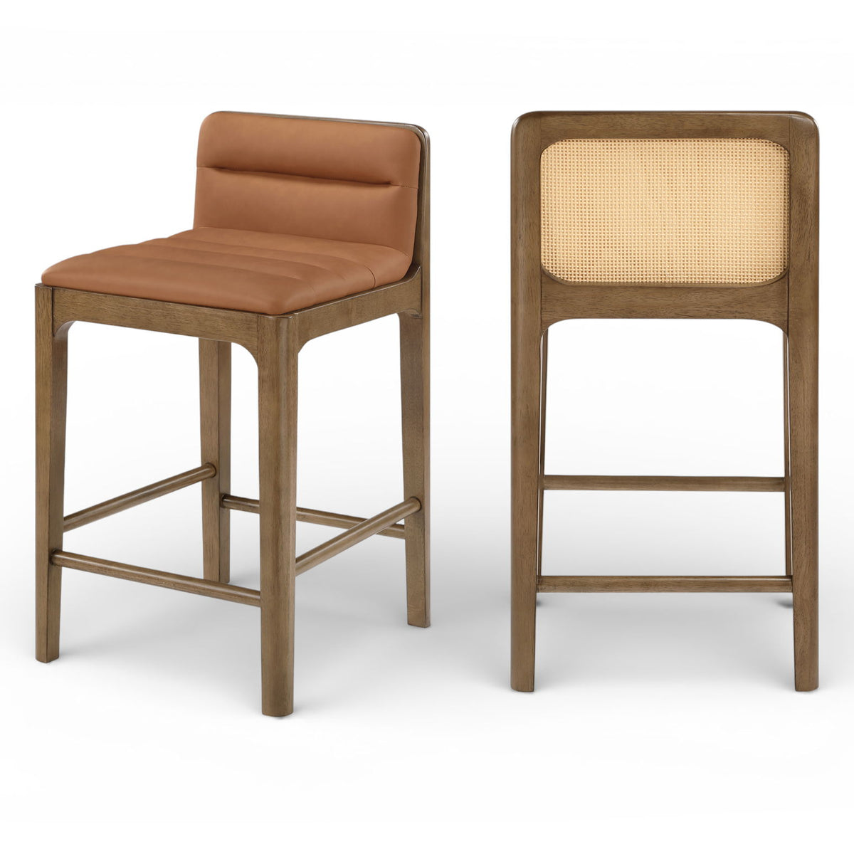 Ellis - Vegan Leather Upholstered Counter Stool (Set of 2) - Brown Base