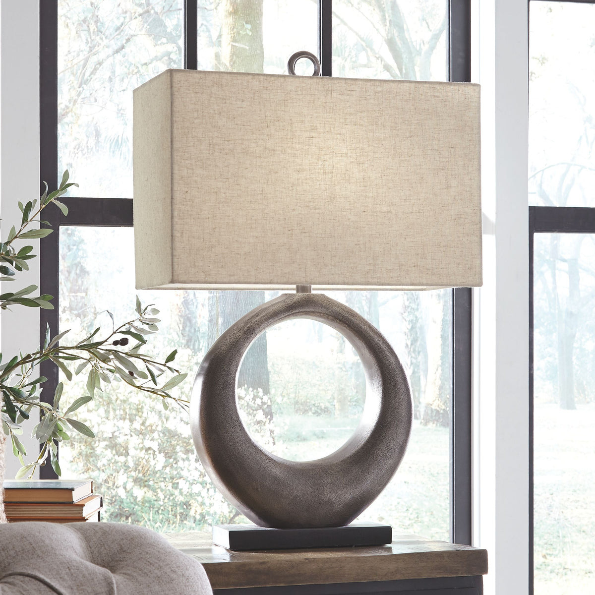 Saria - Antique Silver Finish - Metal Table Lamp