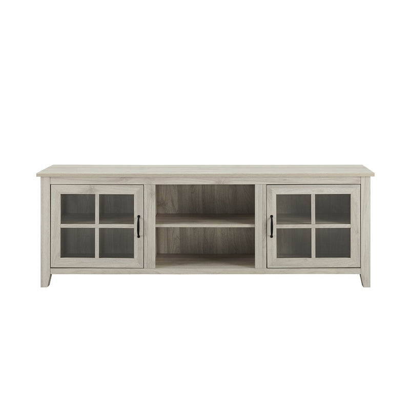 Modern Farmhouse 2 Door Glass Windowpane 70" TV Stand For 80" TVs