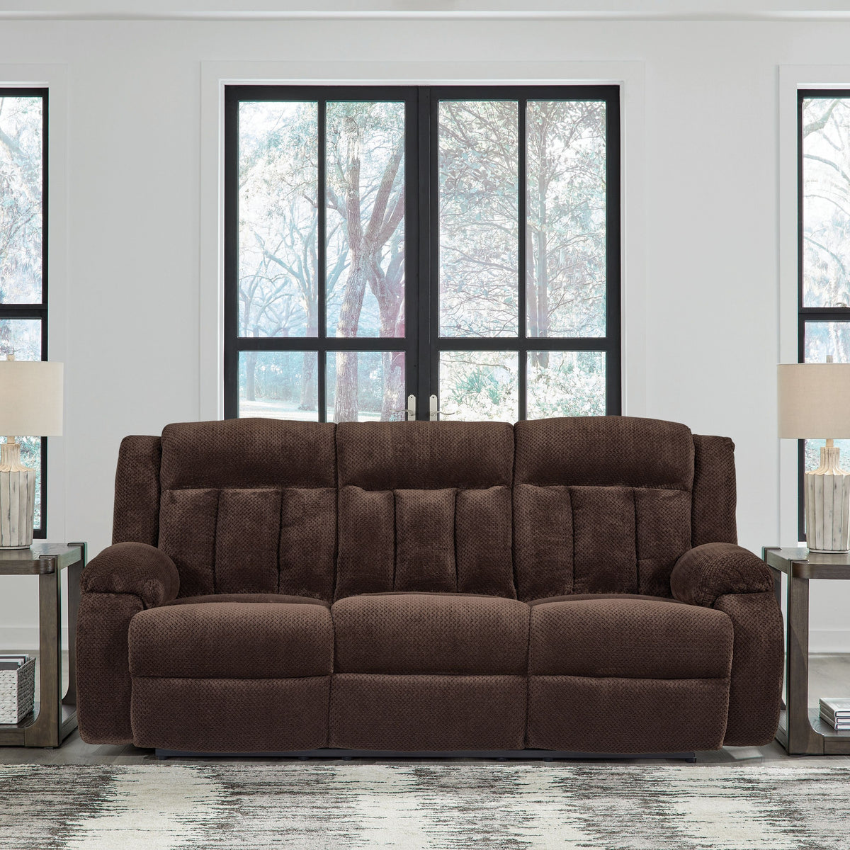 Free Wake - Chocolate - Reclining Power Sofa With Drop Down Table