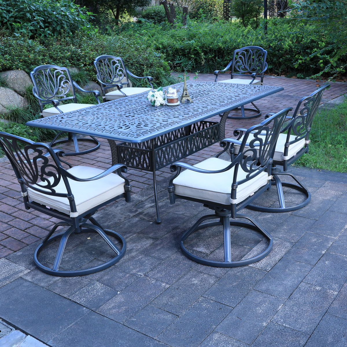 Rectangular Long Dining Set With Sunbrella Cushions