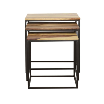 Belcourt - 3 Piece Square Nesting Tables - Natural And Black