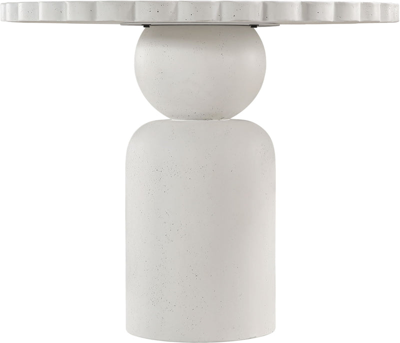White round pedestal table base with smooth tapered column and thick top