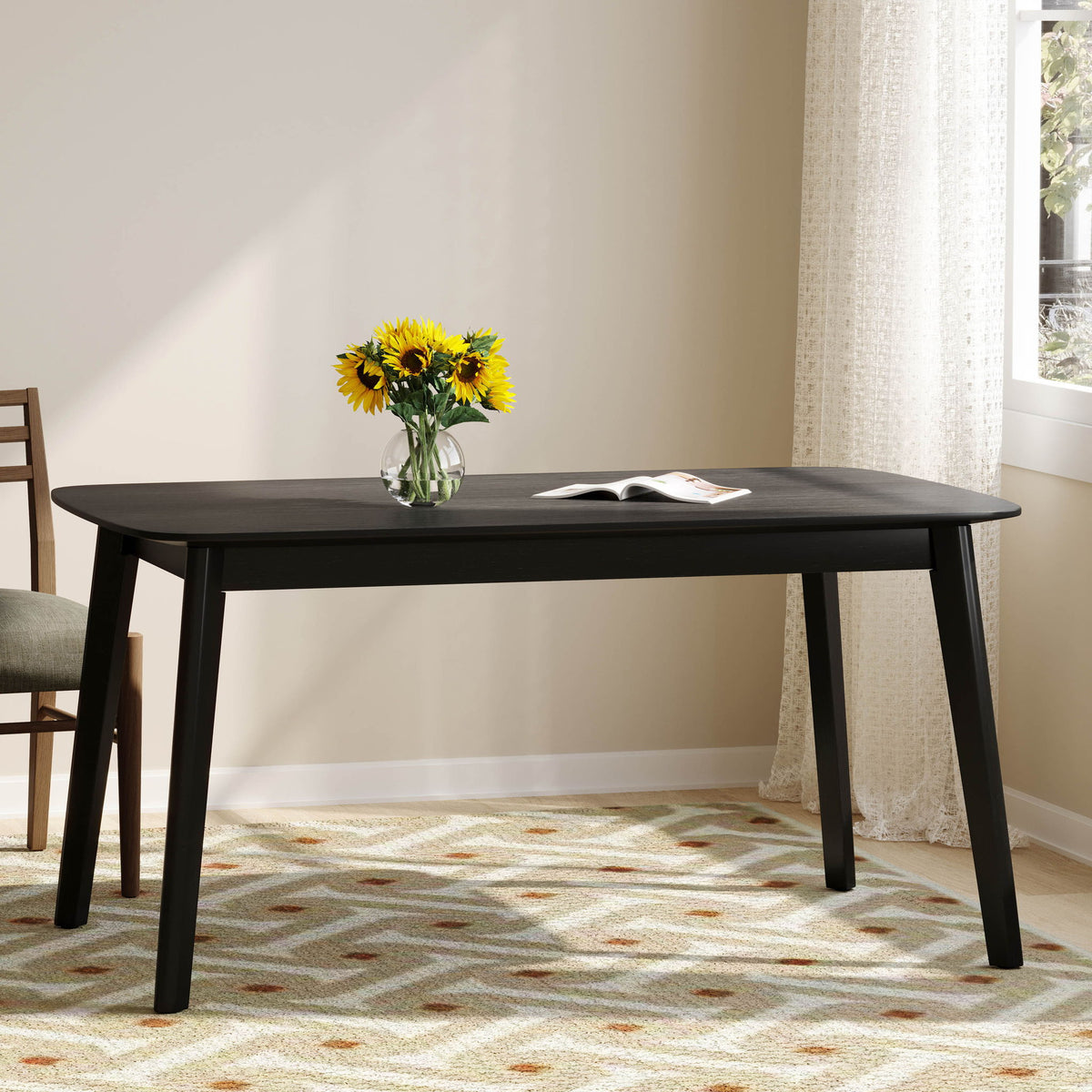 Retro Dining Table With Faux Wood Top
