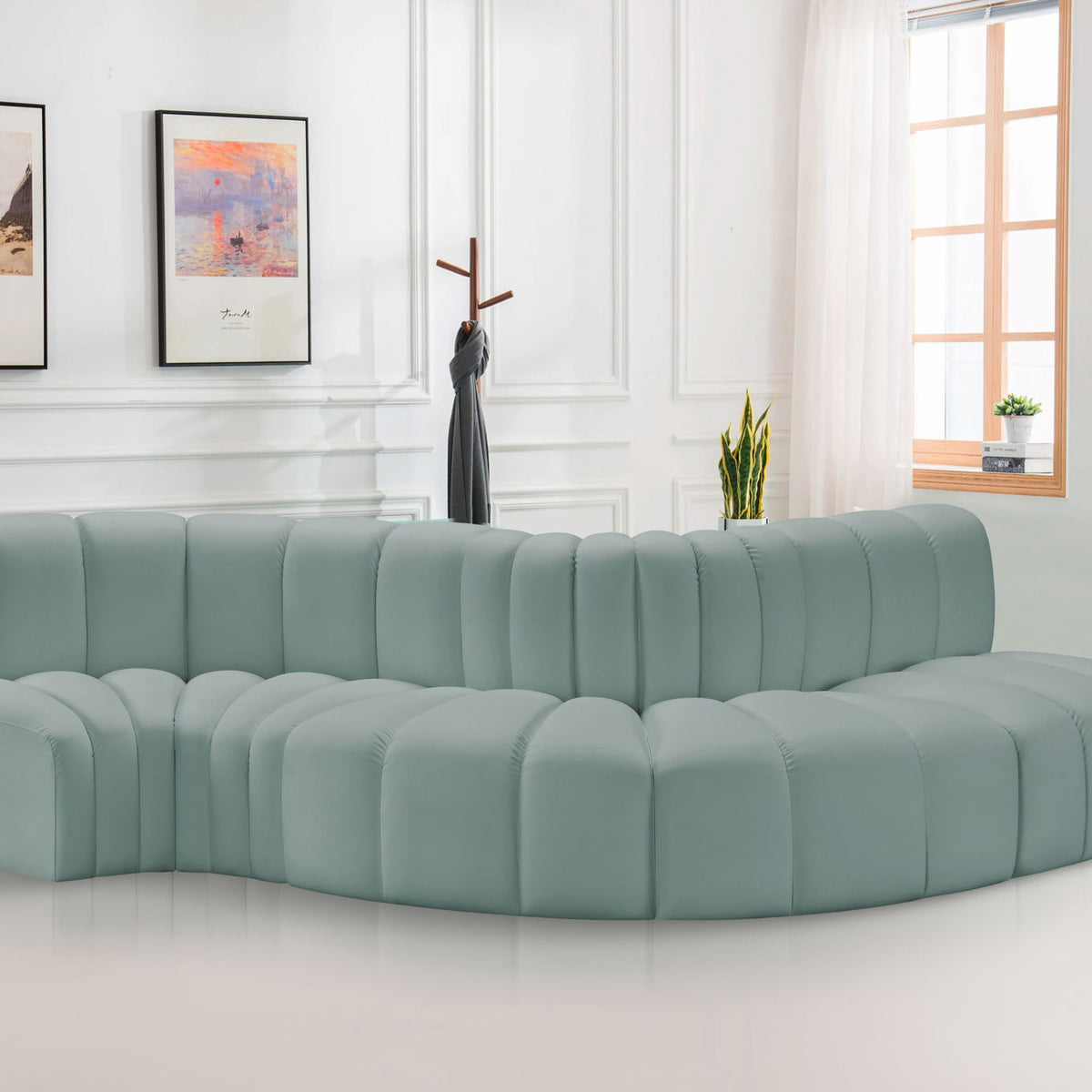 Arc - Faux Leather 5 Piece Modular Sofa