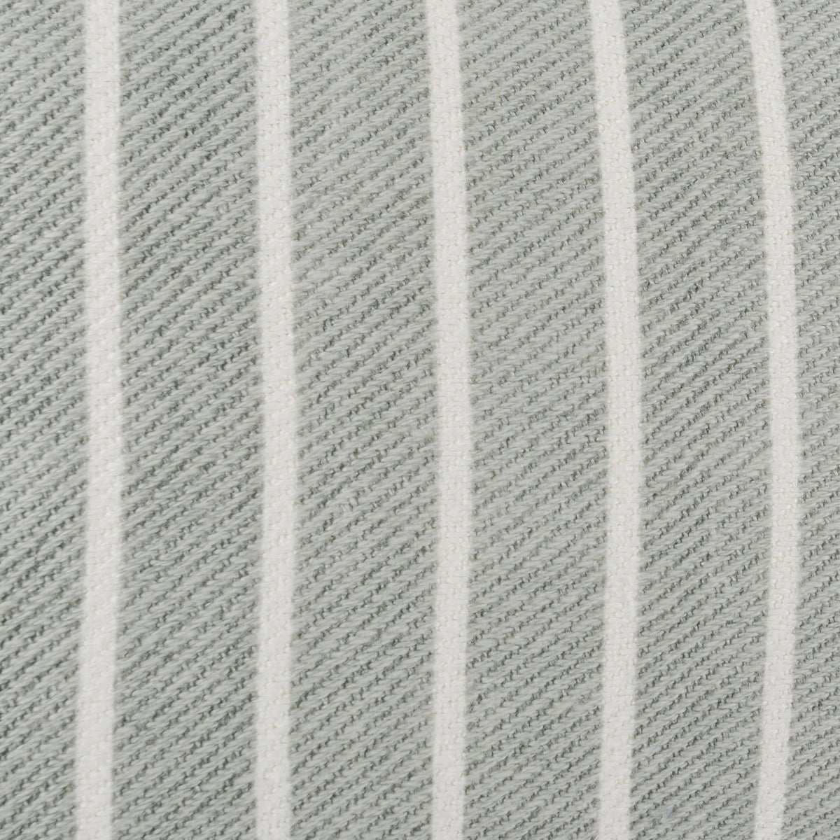 Close-up of gray-and-white vertical stripe woven pillow fabric texture