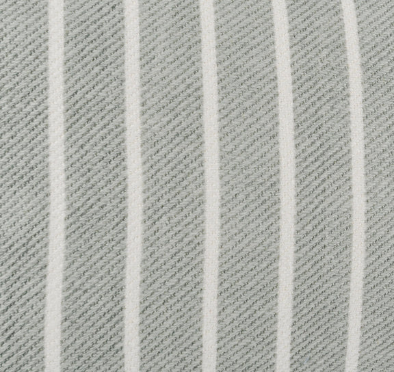 Close-up of gray-and-white vertical stripe woven pillow fabric texture
