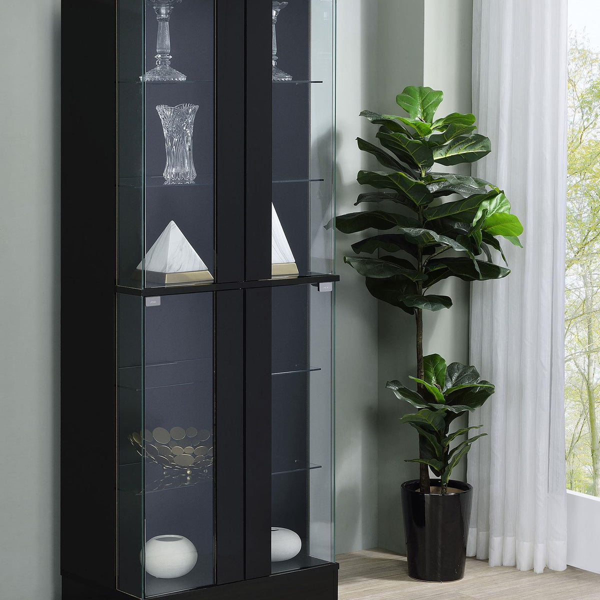 Cabra 4-door LED Curio Display Cabinet Black High Gloss