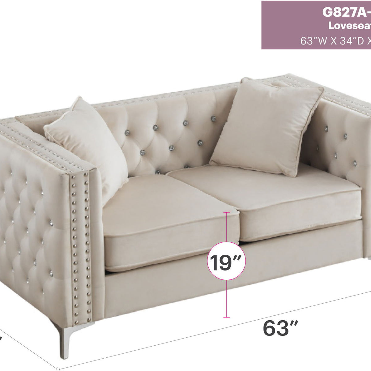 Elegant Track Arm Loveseat
