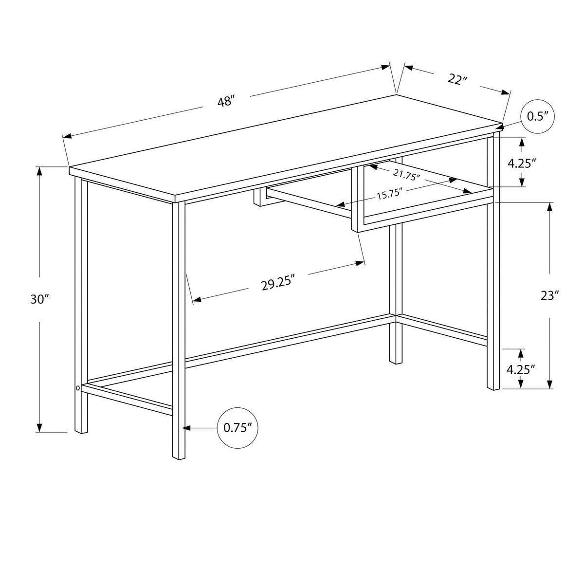 Computer Desk For Home Office, Compact Modern Design, Contemporary & Modern