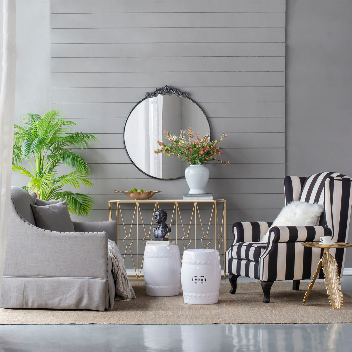 Classic Design Mirror With Baroque Inspired Frame For Bathroom, Entryway Console Lean Against Wall