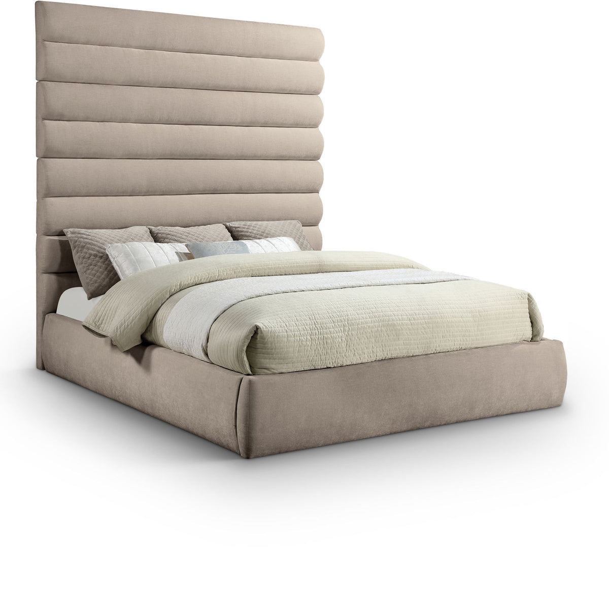 Adam - Chenille Fabric Bed With 89" Headboard