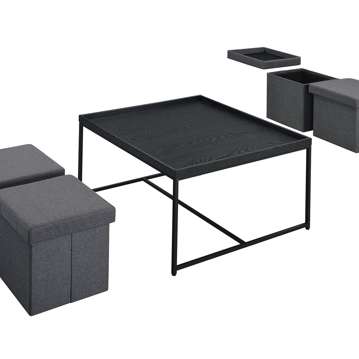 Vinny - Wood Grain Coffee Table Set With Raised Edges