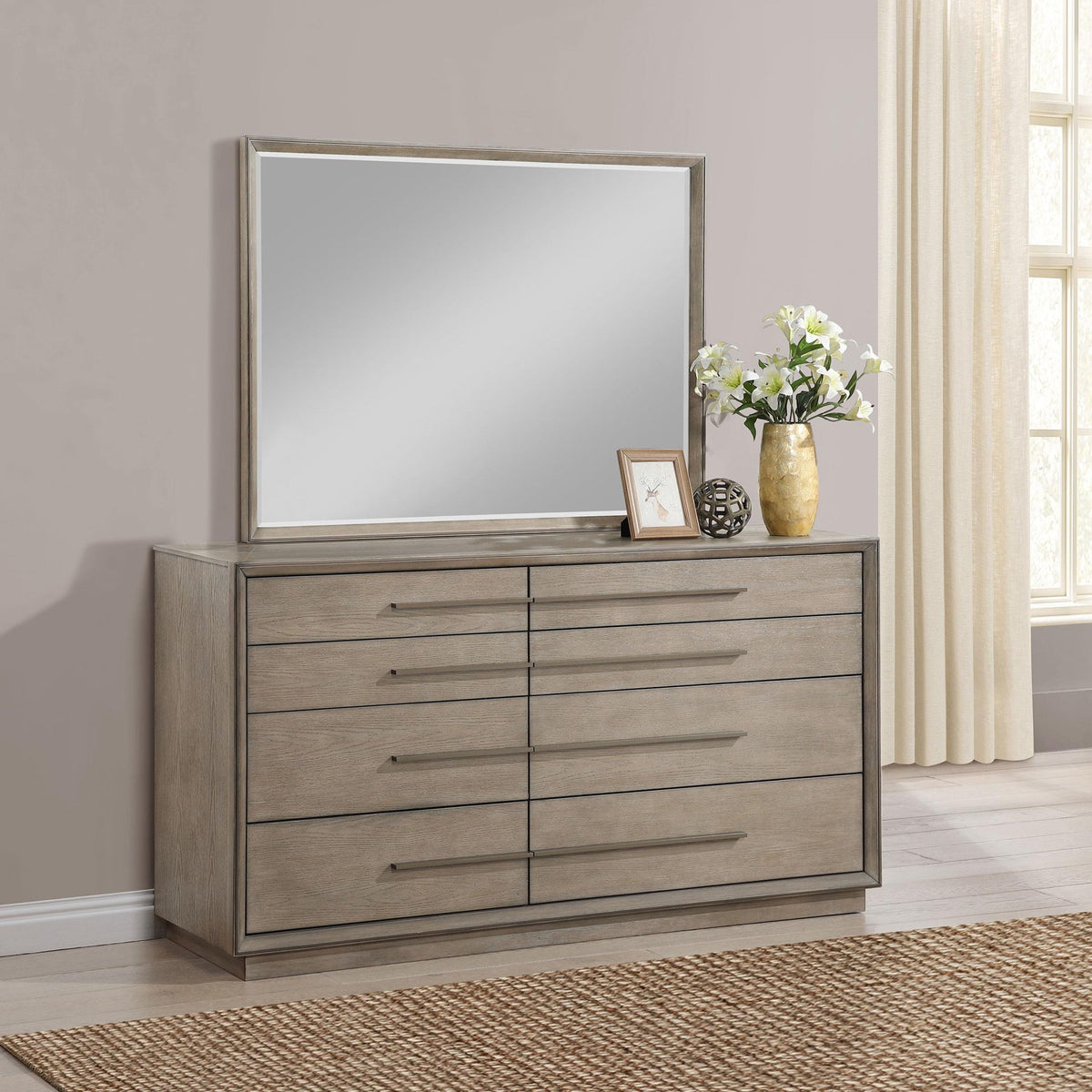 Durango 8-drawer Dresser and Mirror Taupe Oak