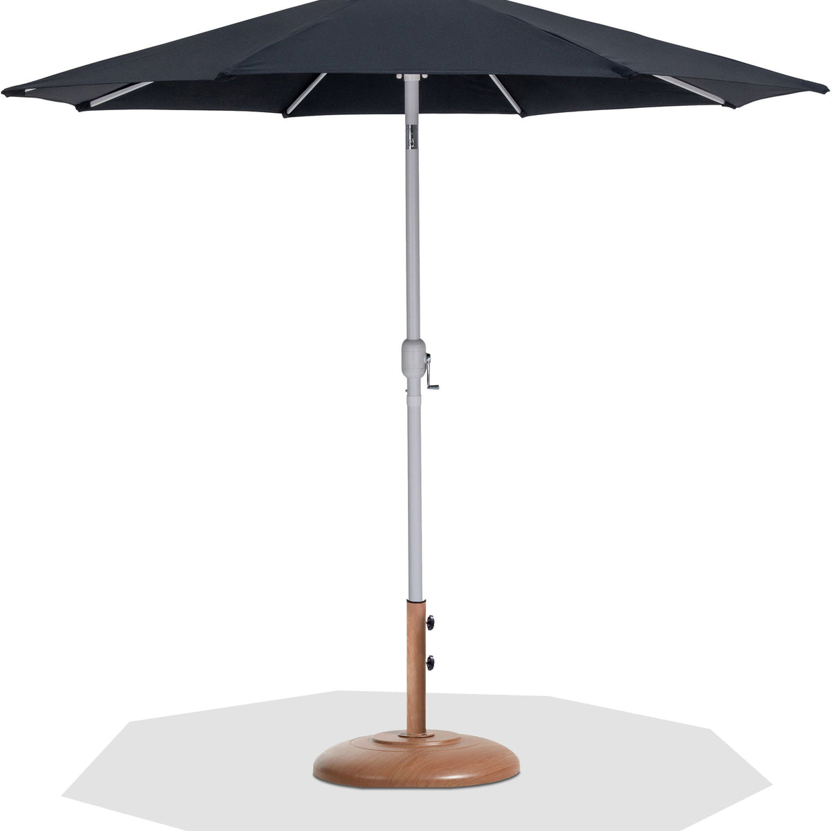 Fiji - Aluminum Patio Umbrella With Round Teak And White Base