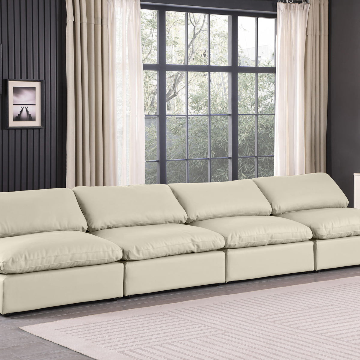 Comfy - Faux Leather Modular Armless Sofa 4 Seats