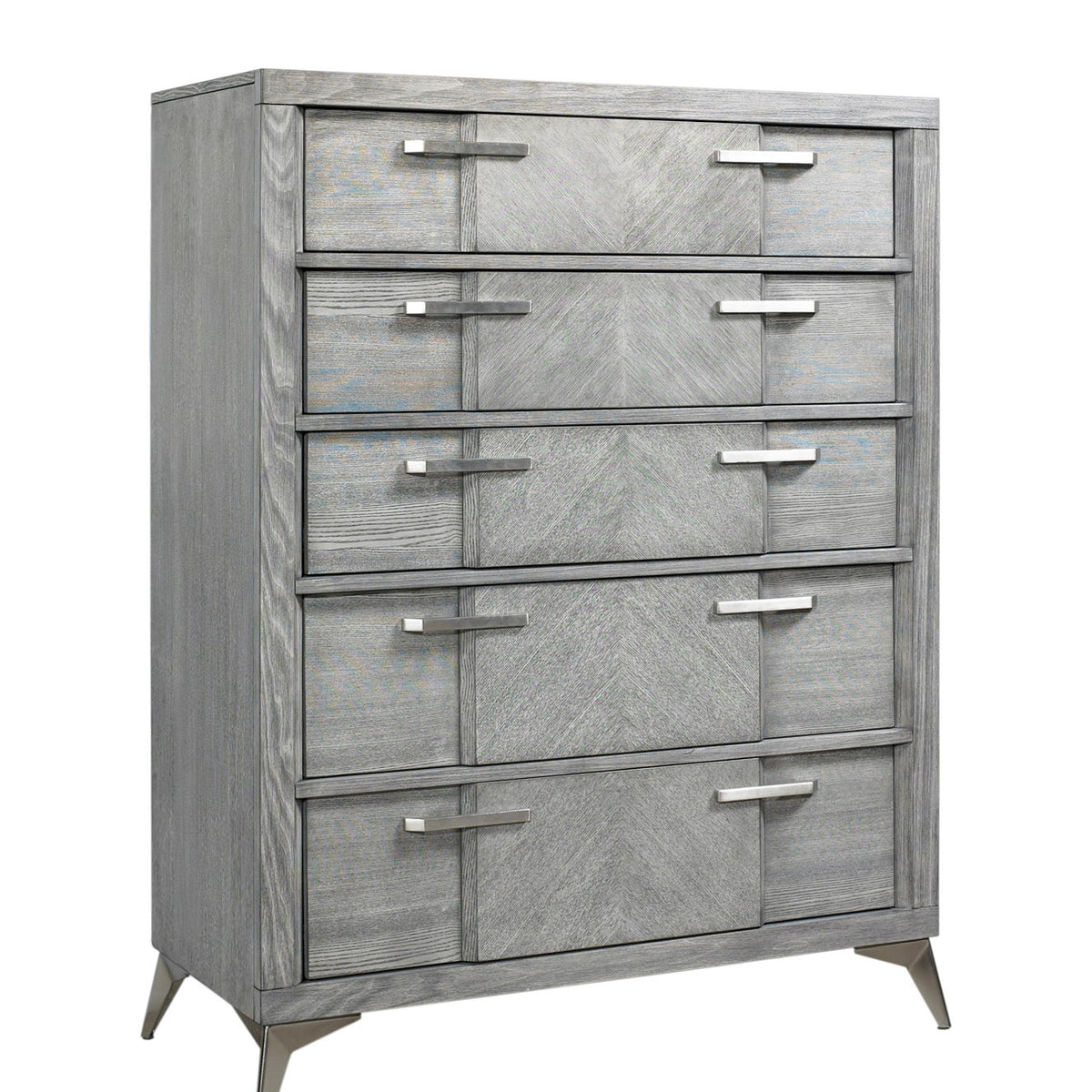 5 Drawer Chest Book Matched Veneers - Gray
