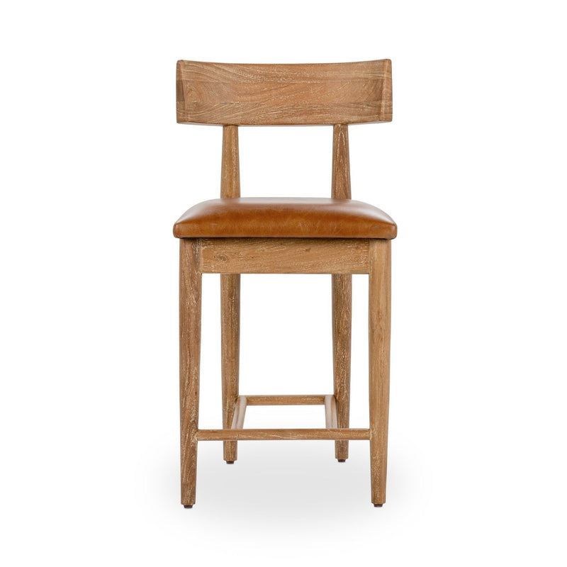 Alvaro - Leather Counter Stool - Golden Wheat