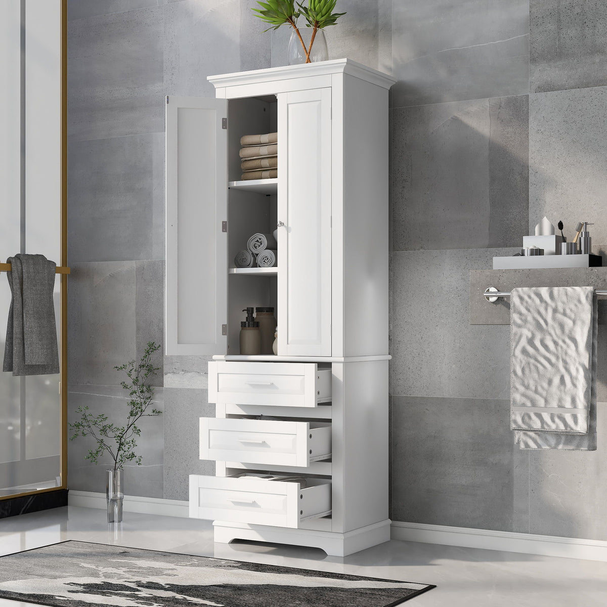 Storage Cabinet With 3 Drawers For Bathroom