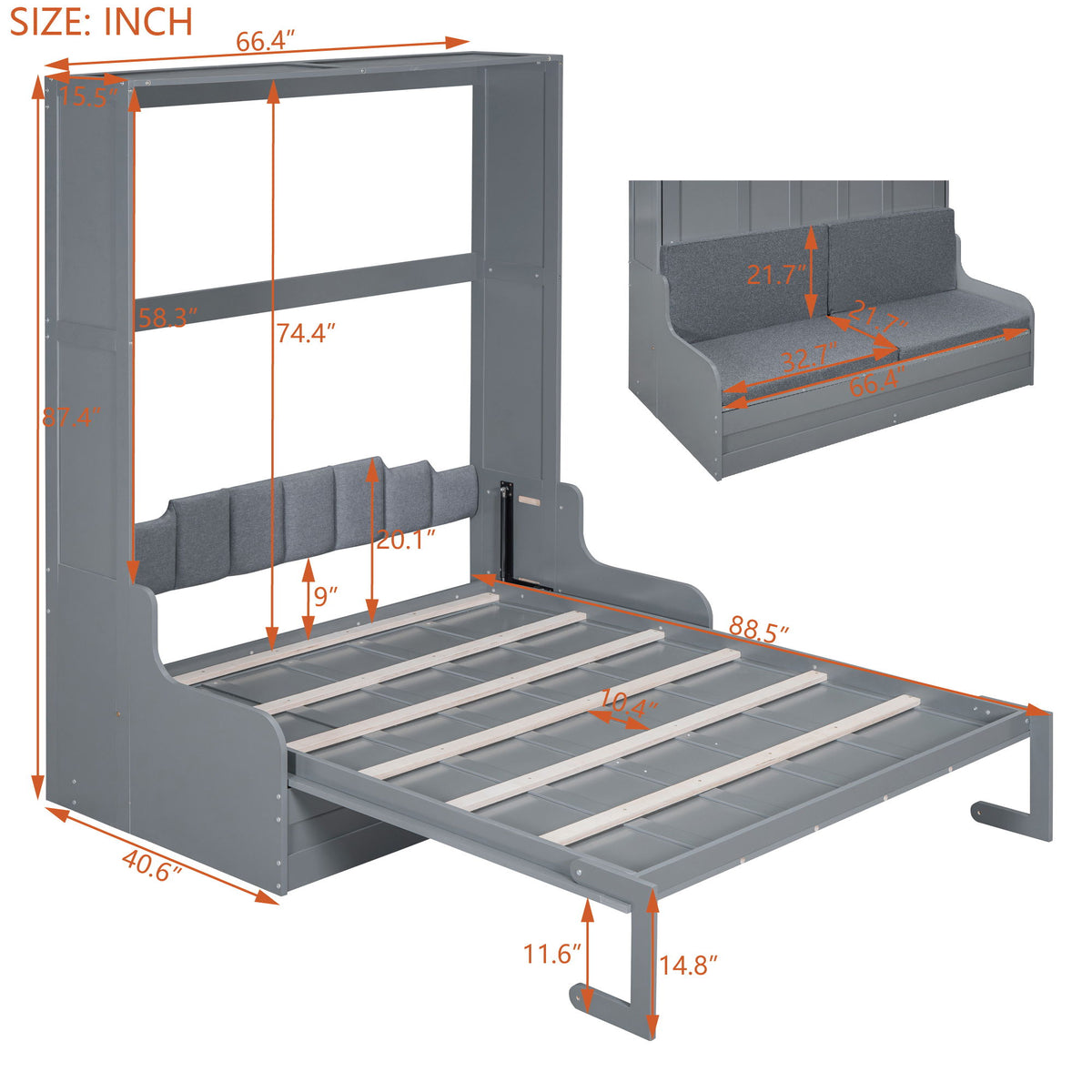 Murphy Wall Bed With Cushion, Space Saving Design, And Construction