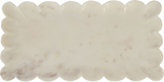 Light cream marble tray with scalloped edge