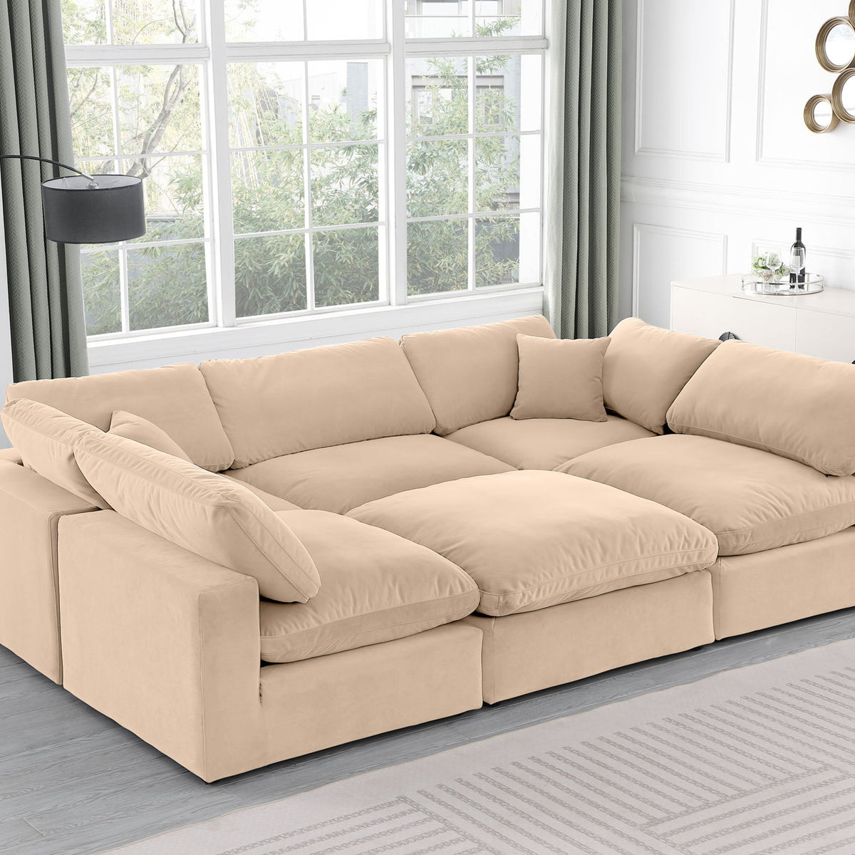 Comfy - 6 Piece Velvet Sectional