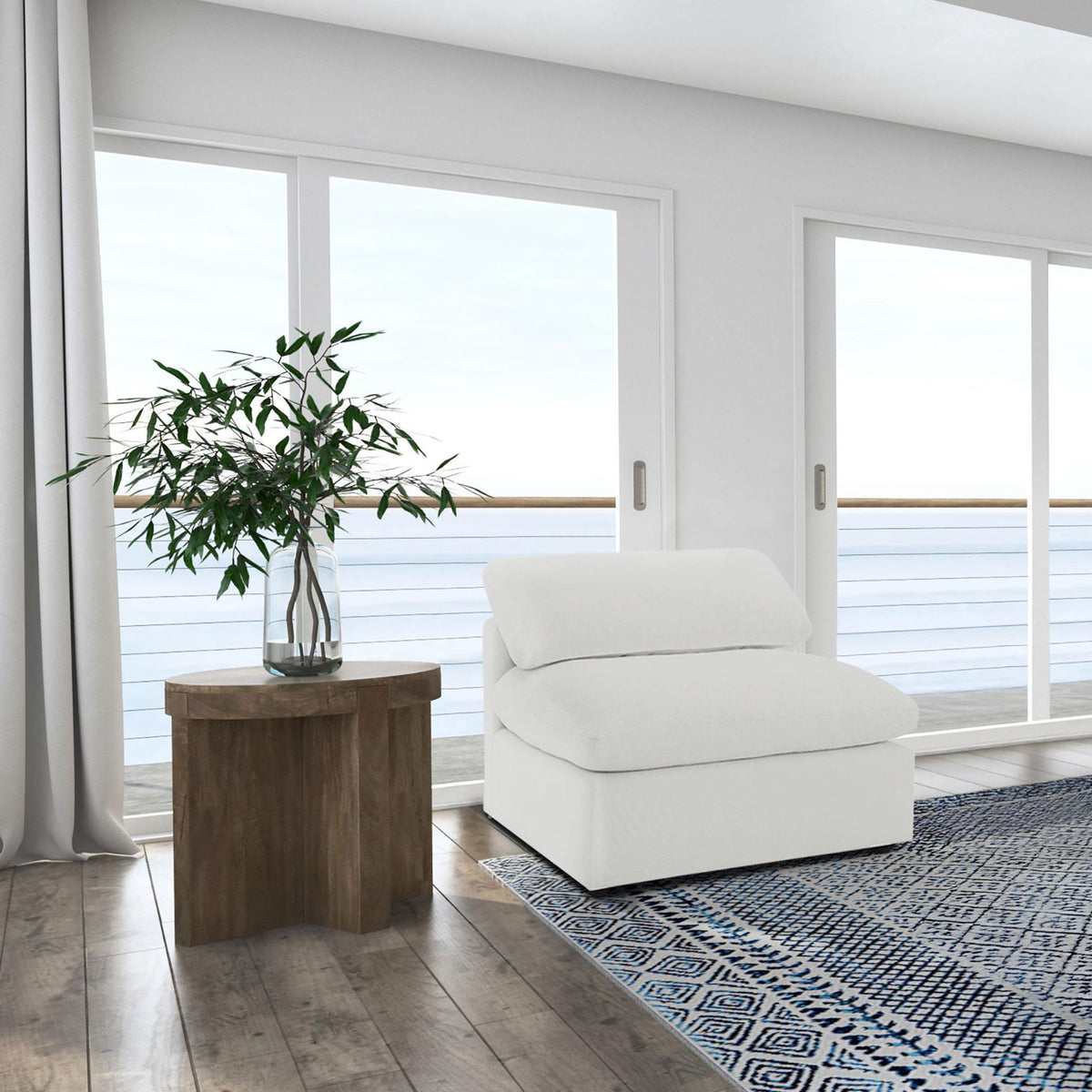 Raleigh Boucle Upholstered Armless Chair Ivory