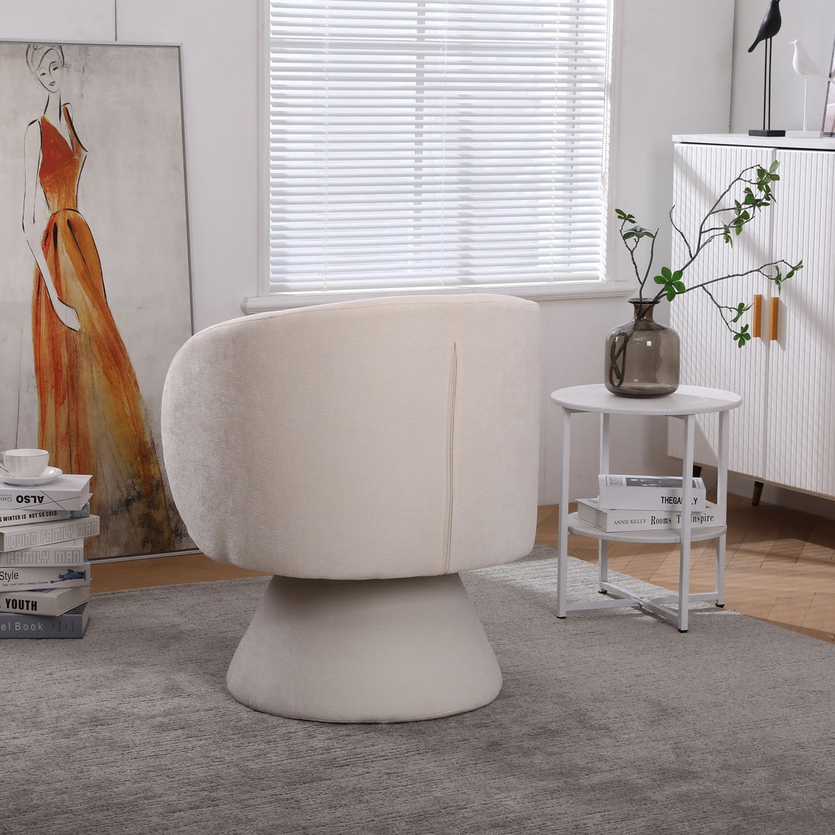 Swivel Accent Chair Armchair, Round Barrel Chair For Living Room Bedroom