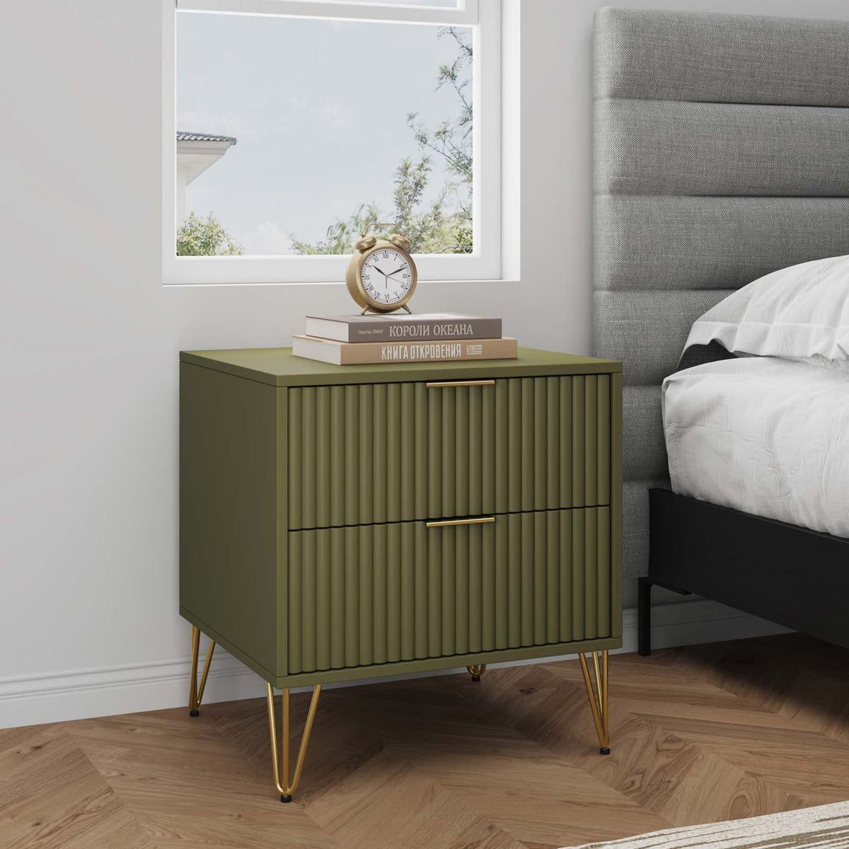Manhattan Dumbo - Fluted 2-Drawer Nightstand