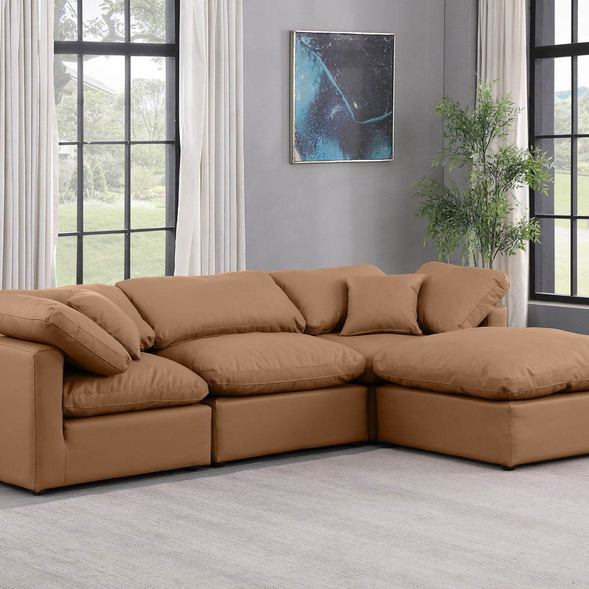 Indulge - Faux Leather 4 Piece Modular Sectional With Chaise