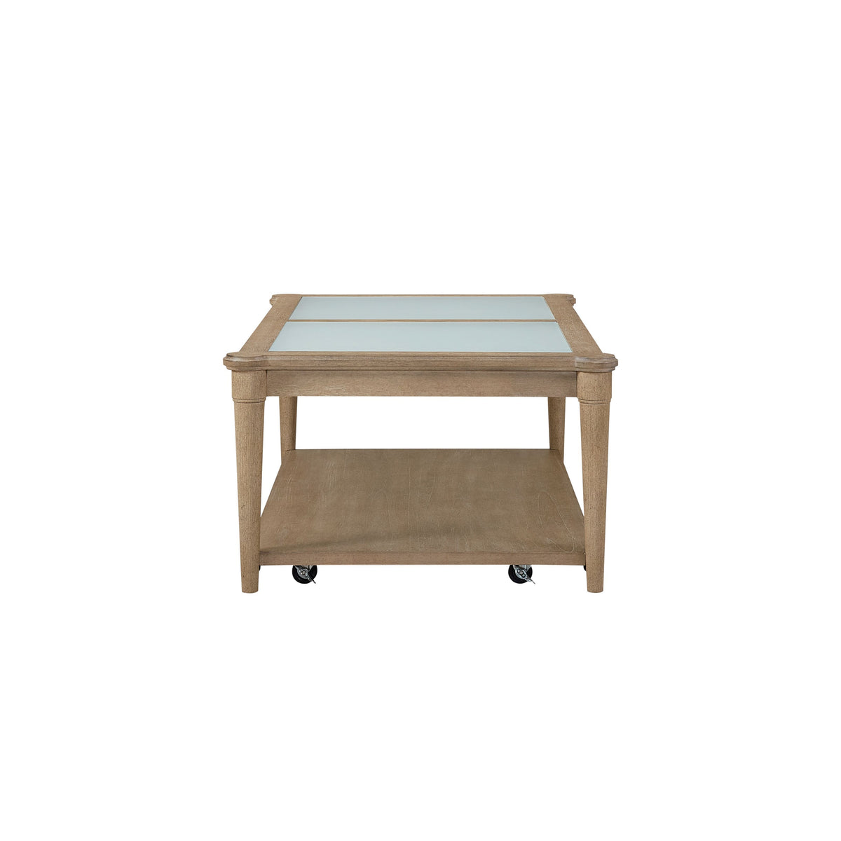 Frosted Glass Top Cocktail Table With Casters - Sand