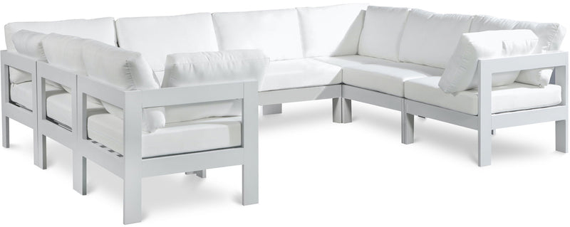Nizuc - Outdoor Patio 8 Piece Modular Sectional With White Frame