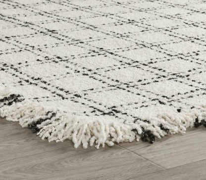 Bradbury - 1' x 1' Wool Check Rug - Ivory/Black