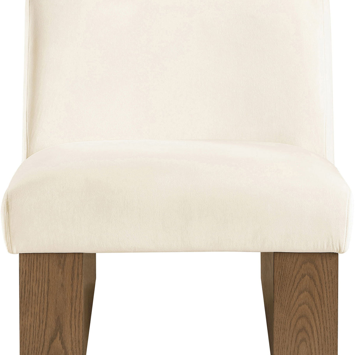 Vantage velvet performance accent chair, off-white fabric with dark wood legs