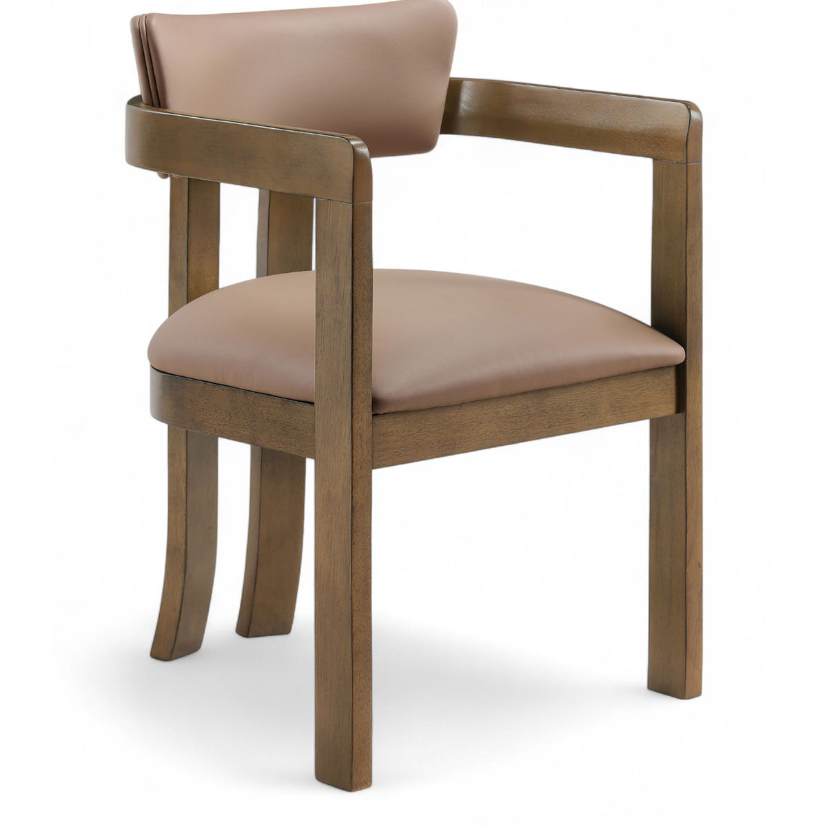 Lavrin - Vegan Leather Upholstered Dining Arm Chair (Set of 2) - Walnut Base