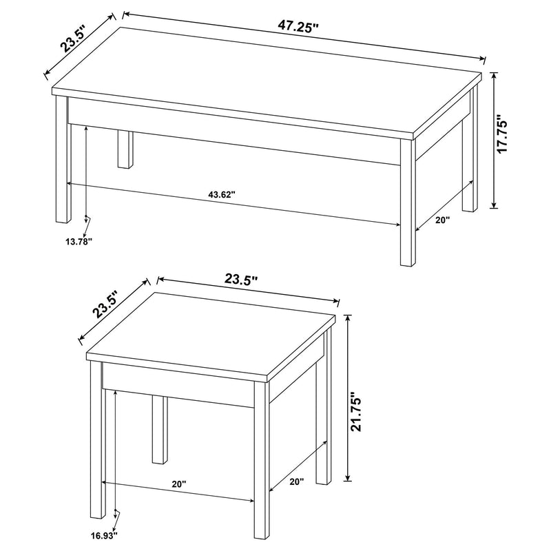 Quintara - 3 Piece Coffee Table Set - Natural / White