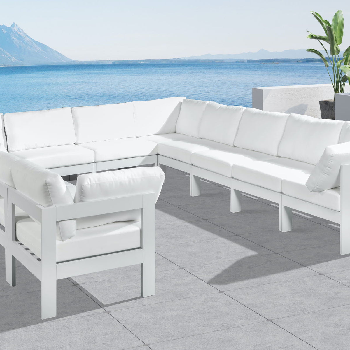 Nizuc - Outdoor Patio 12 Piece Modular Sectional With White Frame