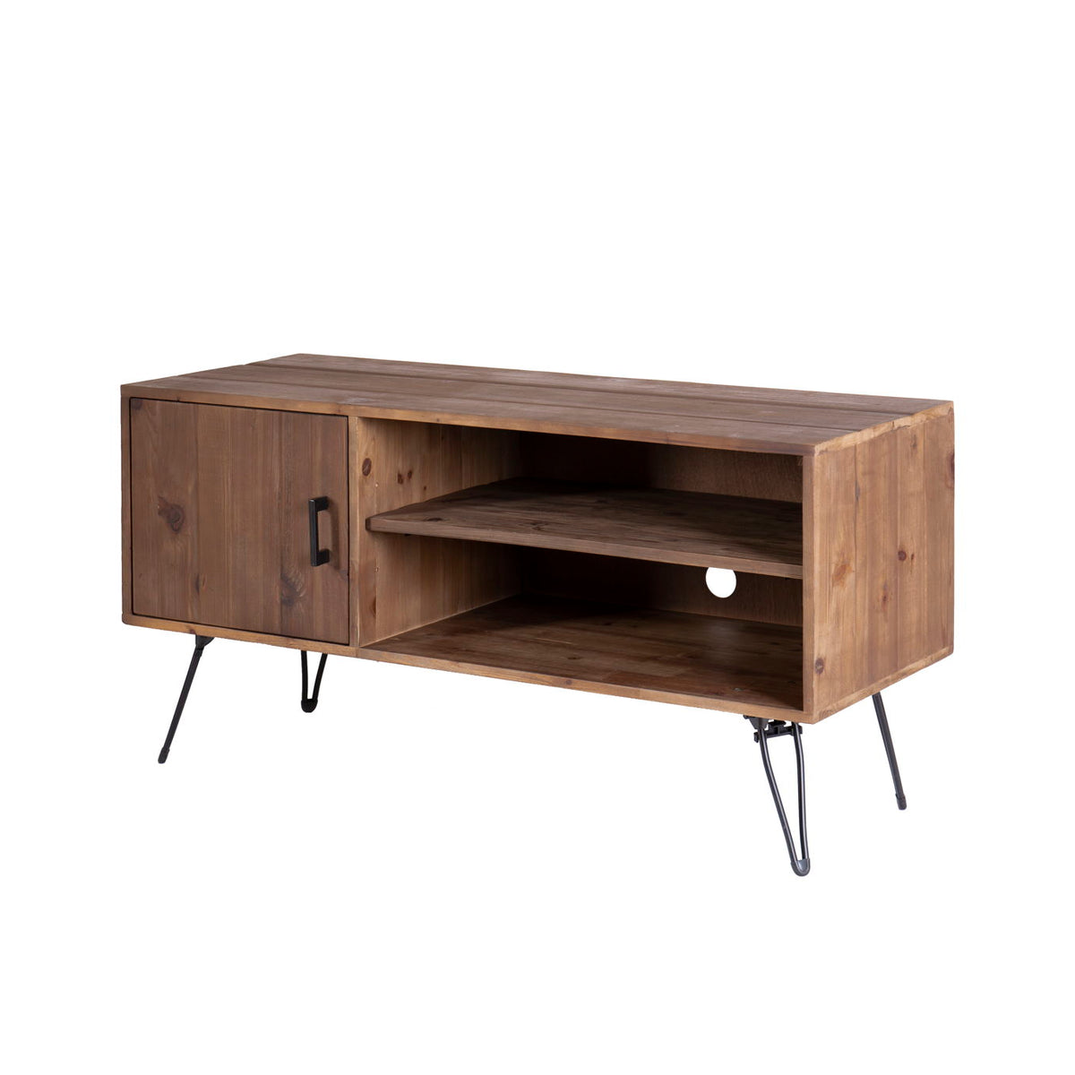 Simple, Modern, Vintage Reclaimed Wood TV Stand Media Table For Living Room - Natural
