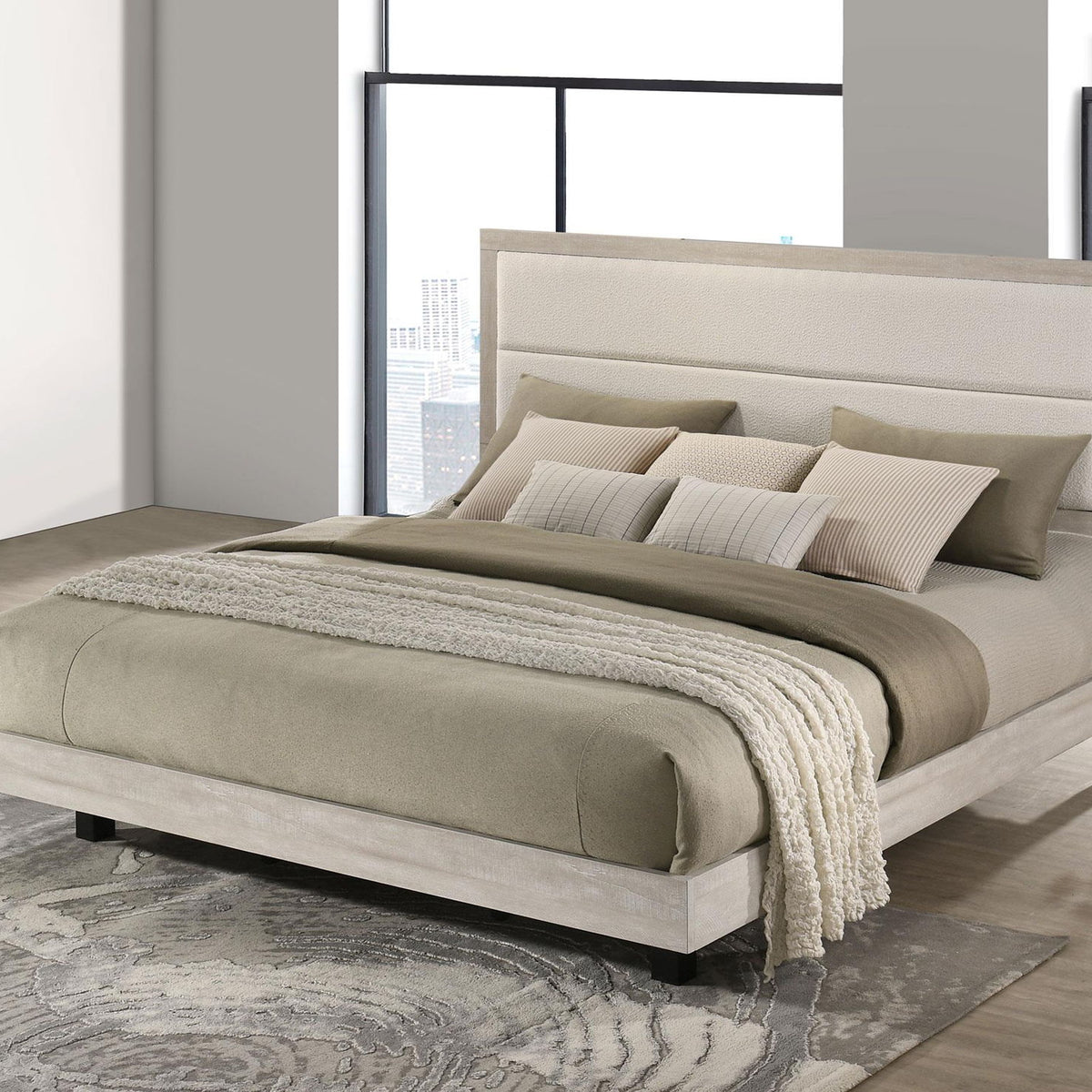 Trenton 54-inch Wood Eastern King Panel Bed Rustic Cream