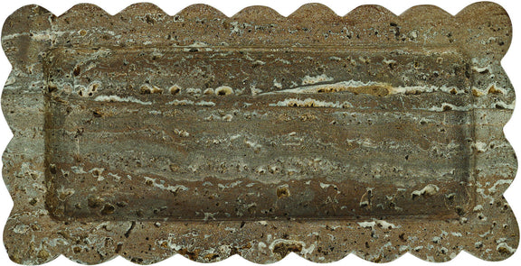 Green genuine marble tray with scalloped edges, rectangular shallow design.