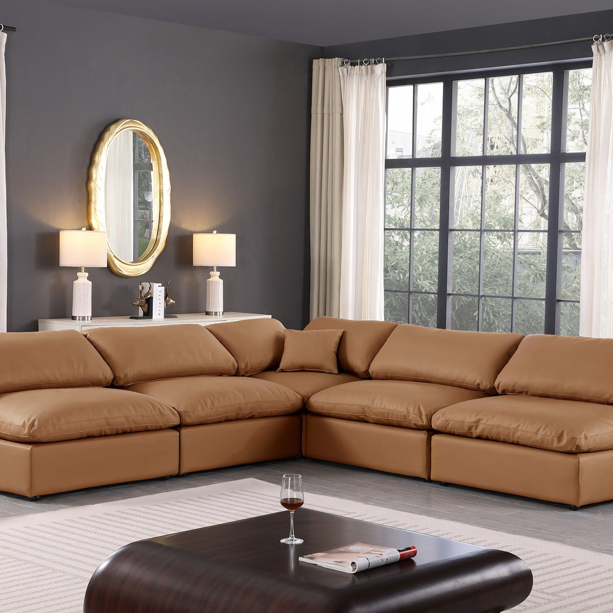 Comfy - 5 Piece Faux Leather Modular Corner Armless Sectional