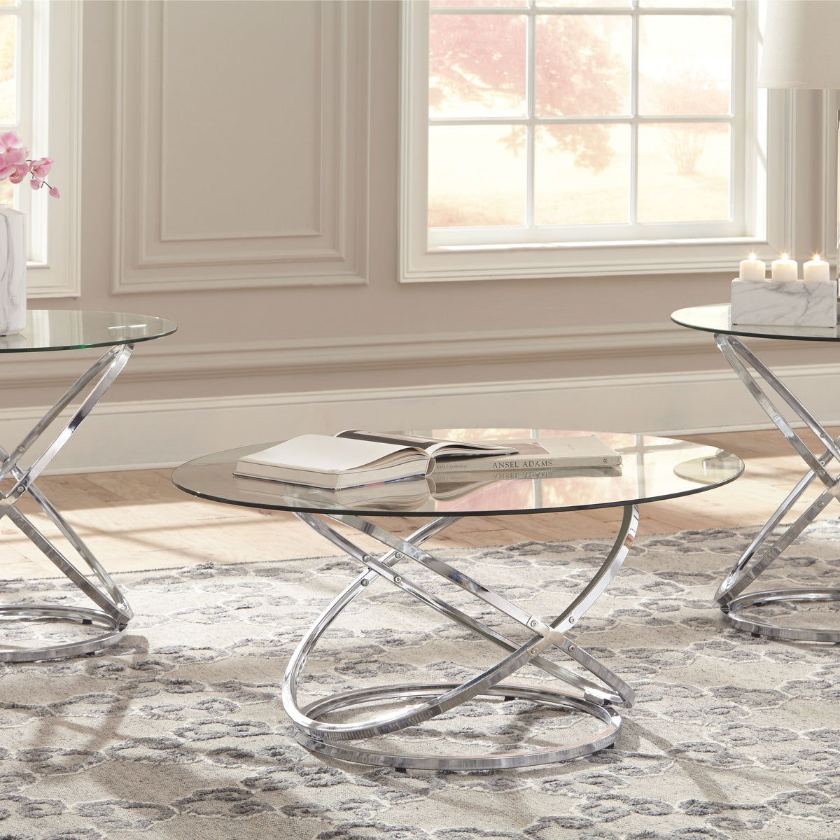 Hollynyx - Occasional Table Set (Set of 3) - Chrome Finish