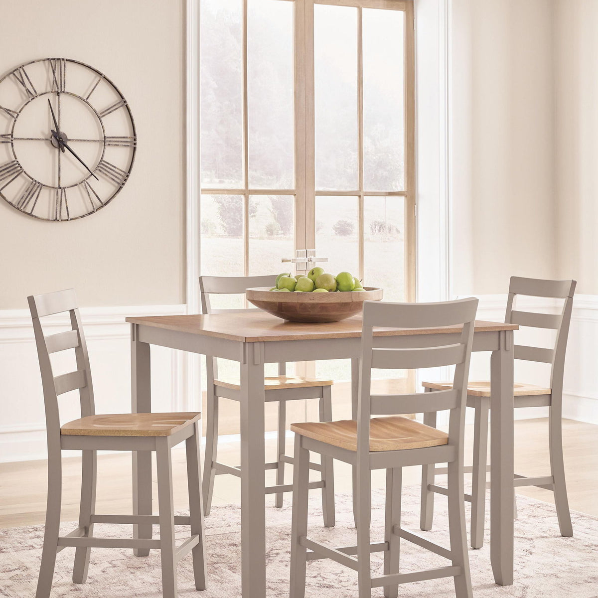 Harperfeld - Dining Room Counter Table Set (Set of 5) - Natural / Gray