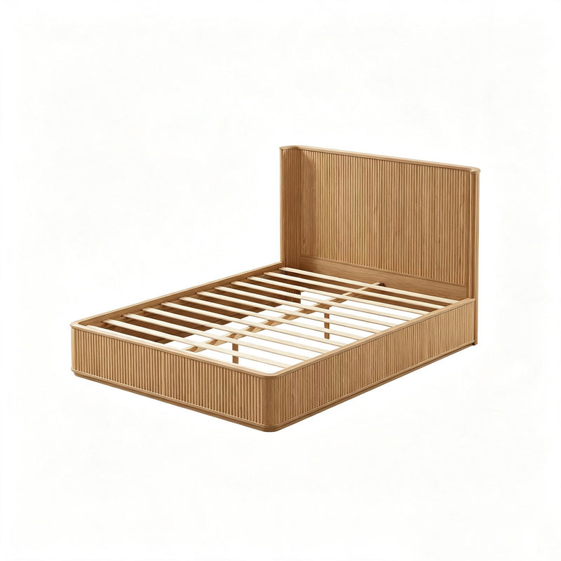 Wave Pattern Headboard Platform Bed Frame