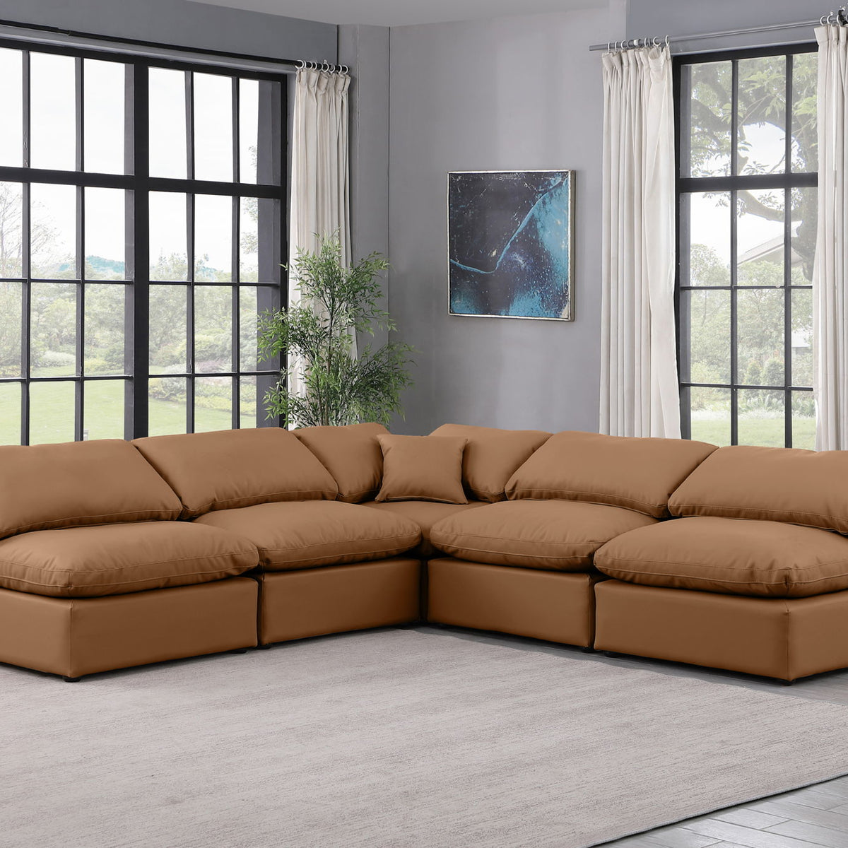 Indulge - Faux Leather 5 Piece Modular Corner Armless Sectional