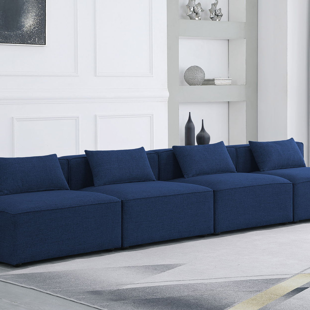 Cube - Linen Modular 4 Seat Armless Sofa