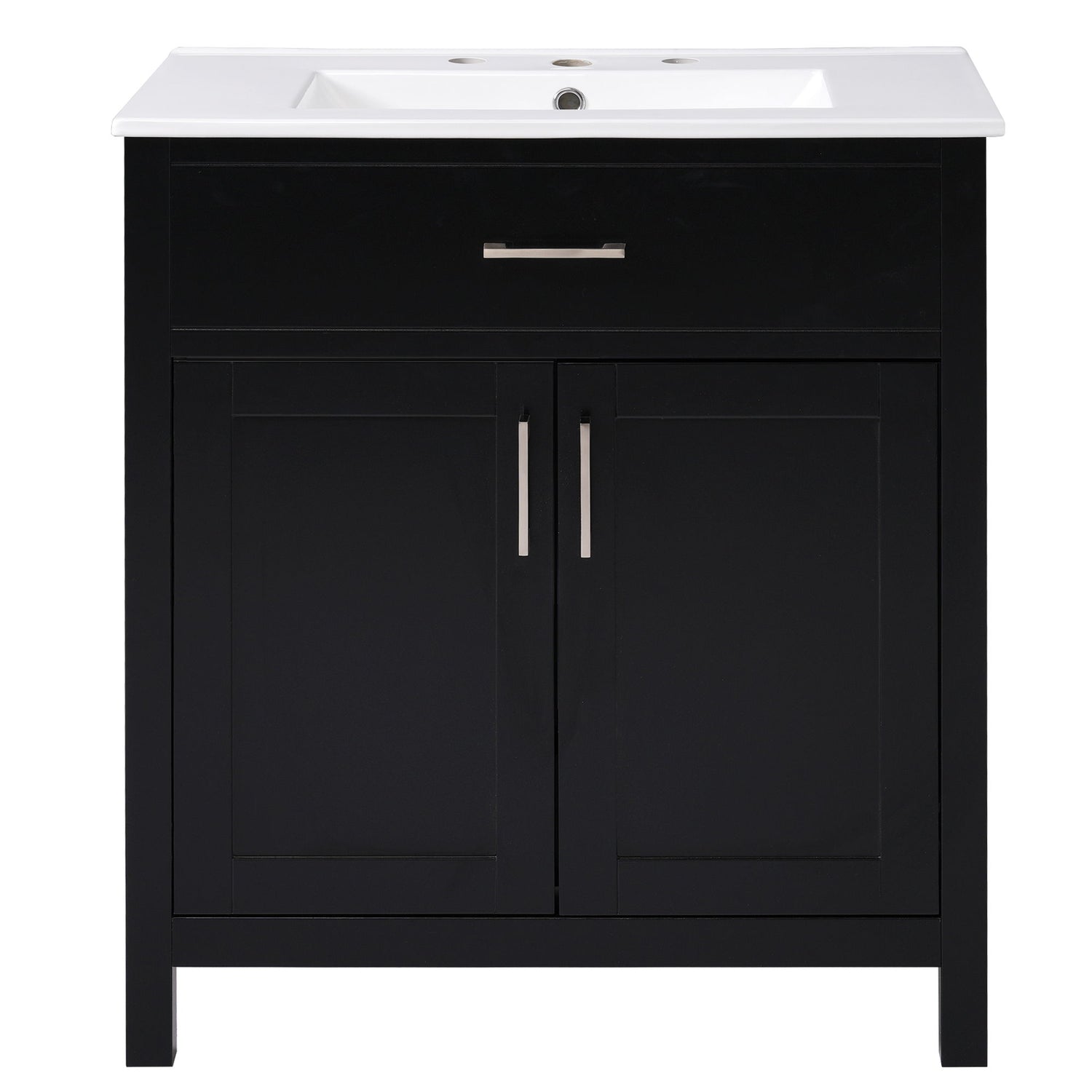 Bathroom Vanity With Sink And Ample Storage, Rectangular Undermount Sink - Black